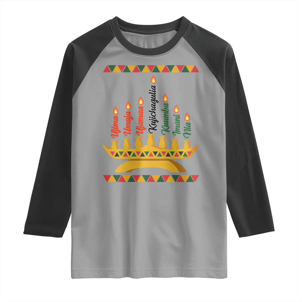7 Principles Of Kwanzaa Raglan Shirt Festival Of Lights African Heritage Gift - Wonder Print Shop