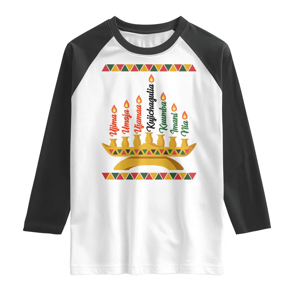 7 Principles Of Kwanzaa Raglan Shirt Festival Of Lights African Heritage Gift - Wonder Print Shop