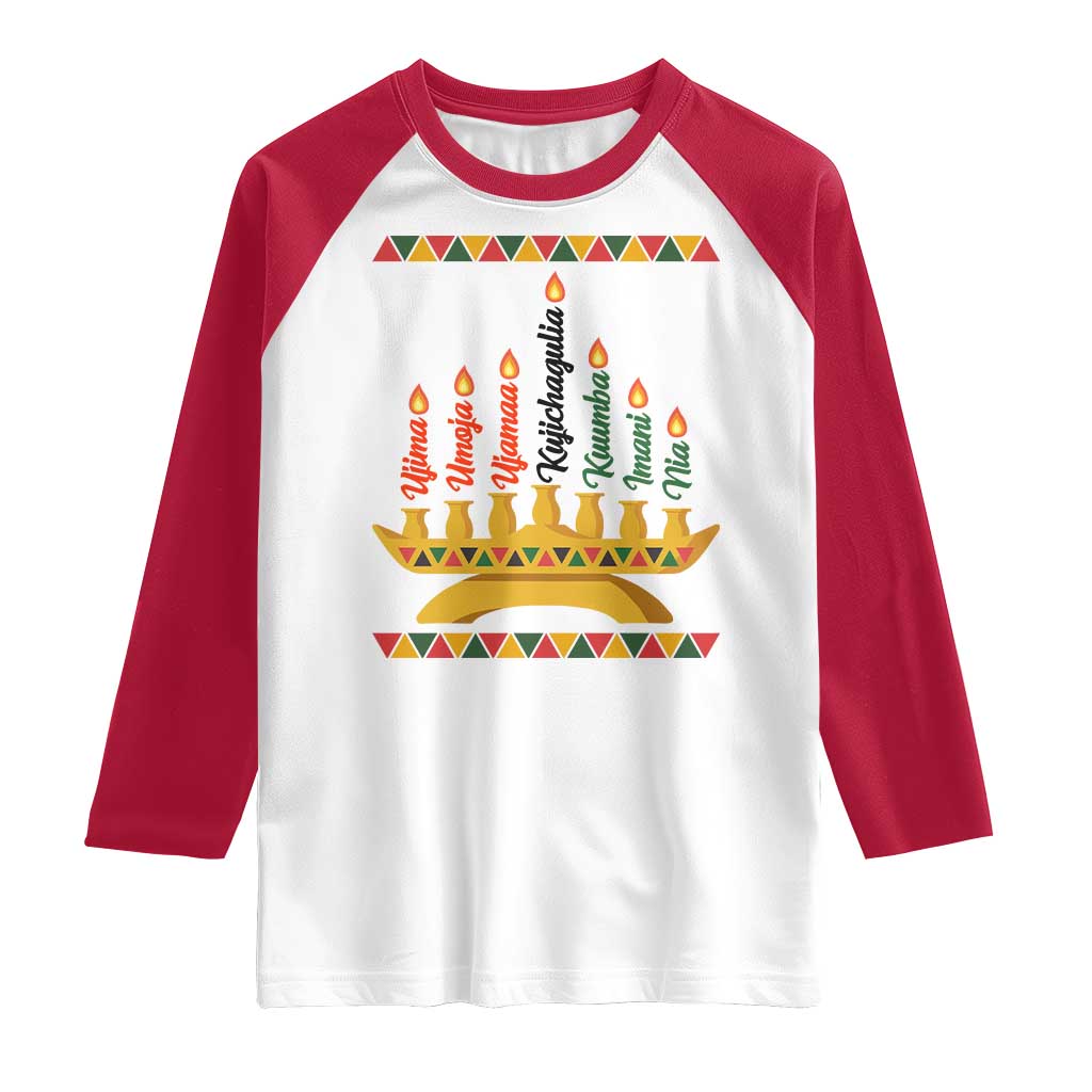 7 Principles Of Kwanzaa Raglan Shirt Festival Of Lights African Heritage Gift - Wonder Print Shop