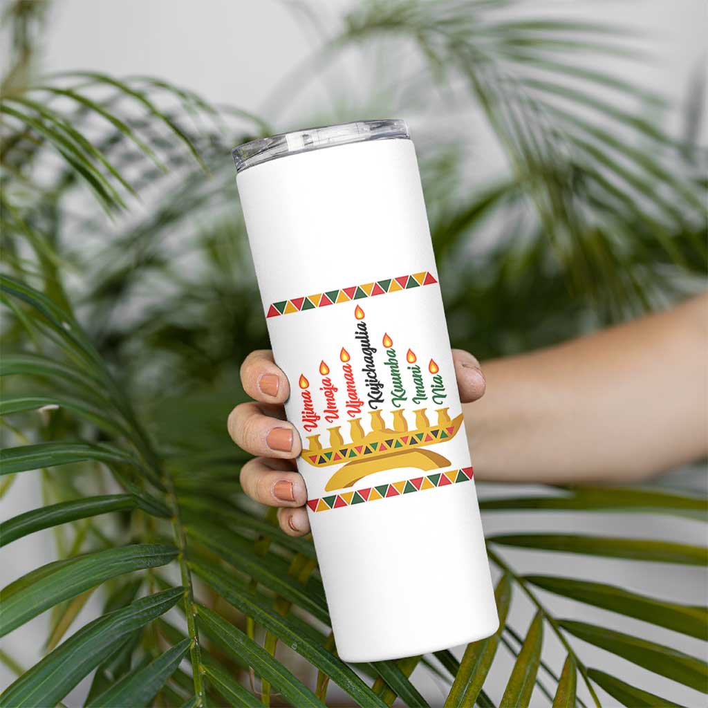7 Principles Of Kwanzaa Skinny Tumbler Festival Of Lights African Heritage Gift - Wonder Print Shop