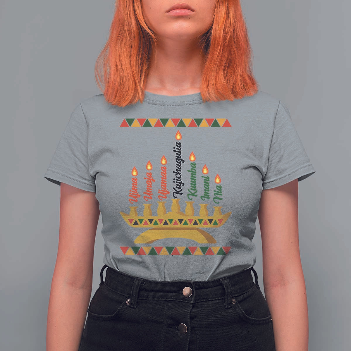 7 Principles Of Kwanzaa T Shirt For Women Festival Of Lights African Heritage Gift - Wonder Print Shop