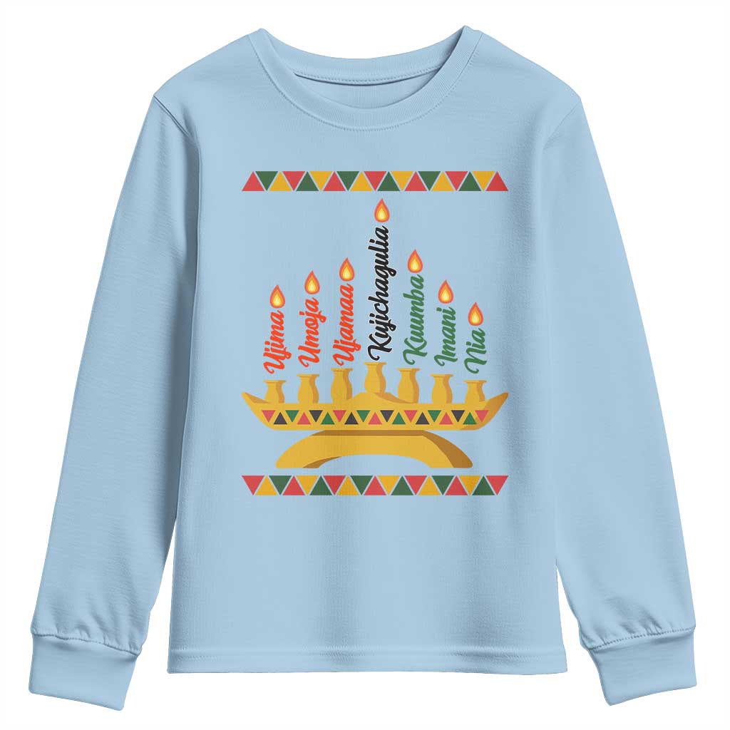 7 Principles Of Kwanzaa Youth Sweatshirt Festival Of Lights African Heritage Gift - Wonder Print Shop