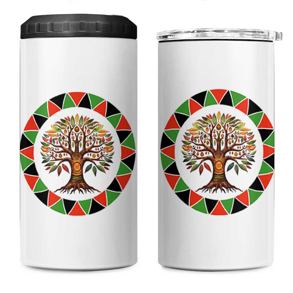 Kwanzaa Tree Of Life 4 in 1 Can Cooler Tumbler African American Holiday Gift - Wonder Print Shop