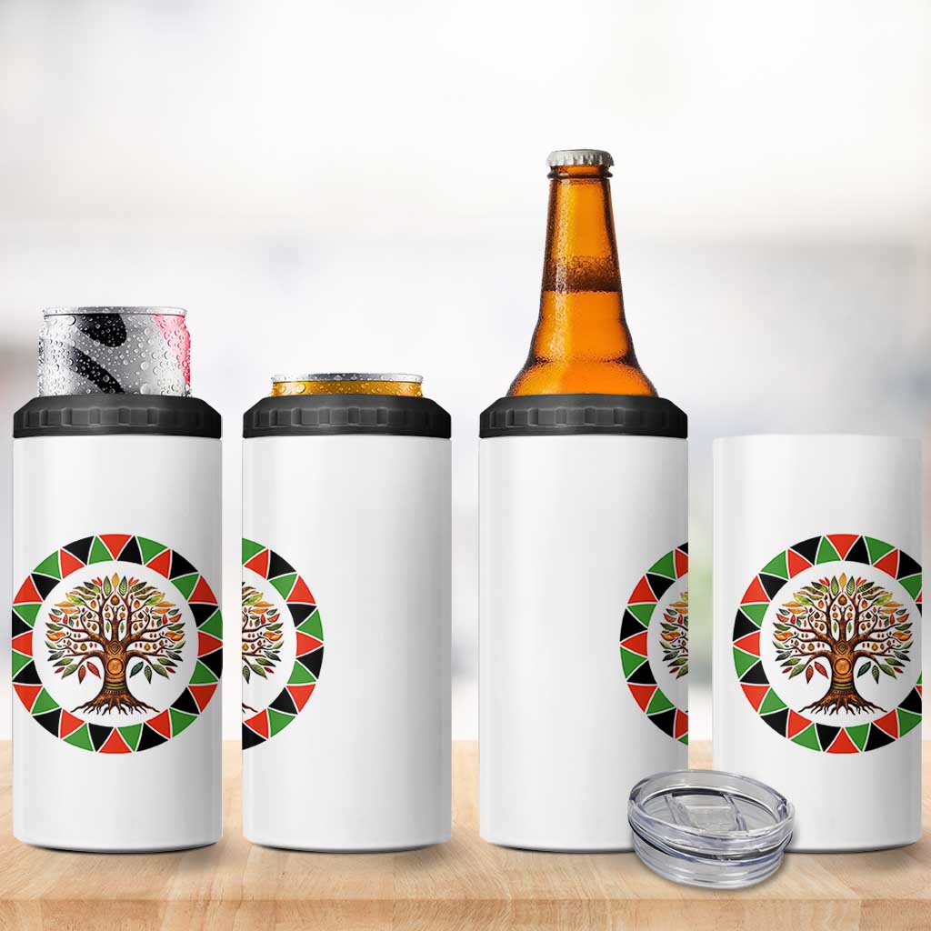 Kwanzaa Tree Of Life 4 in 1 Can Cooler Tumbler African American Holiday Gift - Wonder Print Shop