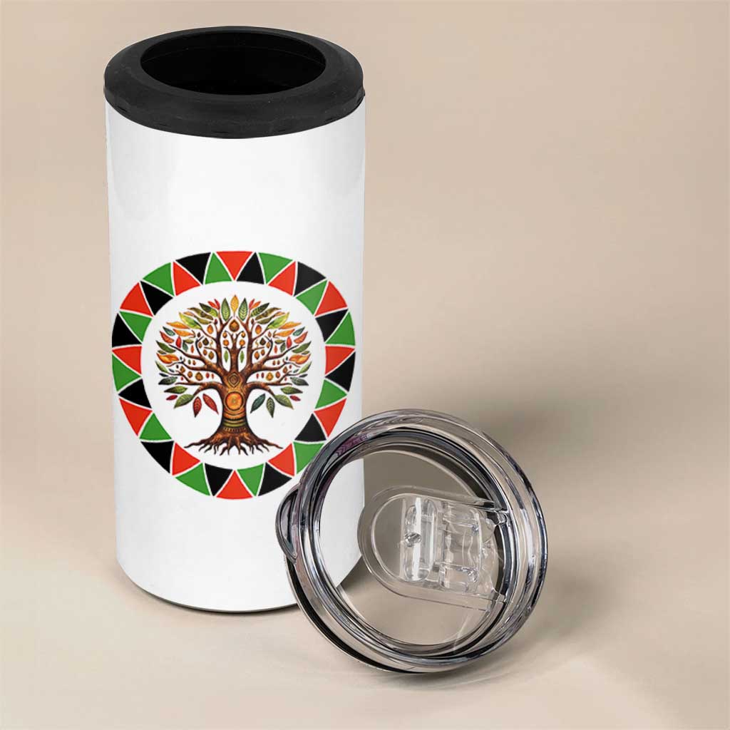 Kwanzaa Tree Of Life 4 in 1 Can Cooler Tumbler African American Holiday Gift - Wonder Print Shop