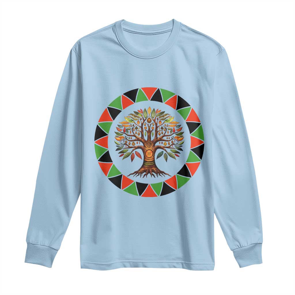 Kwanzaa Tree Of Life Long Sleeve Shirt African American Holiday Gift - Wonder Print Shop