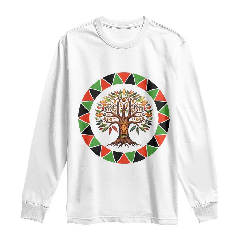 Kwanzaa Tree Of Life Long Sleeve Shirt African American Holiday Gift - Wonder Print Shop