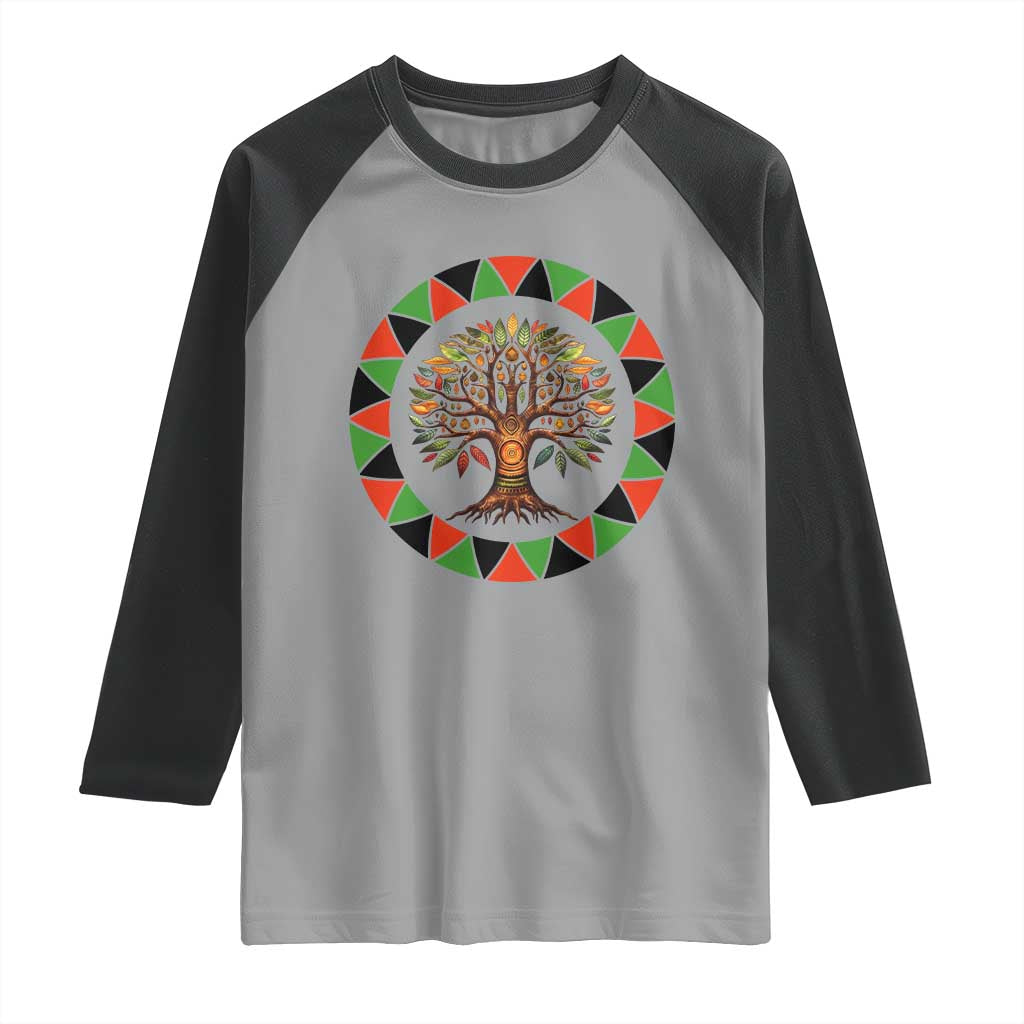 Kwanzaa Tree Of Life Raglan Shirt African American Holiday Gift - Wonder Print Shop