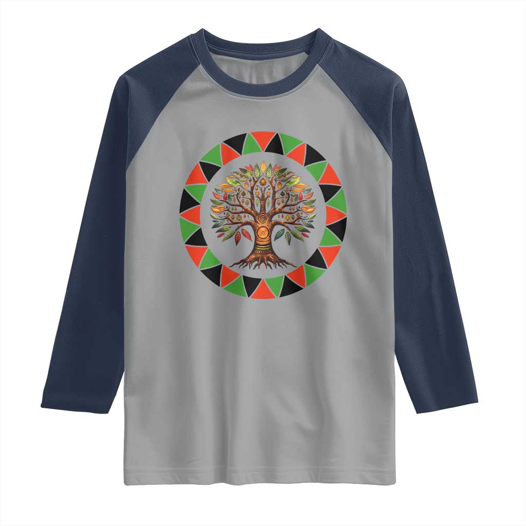 Kwanzaa Tree Of Life Raglan Shirt African American Holiday Gift - Wonder Print Shop