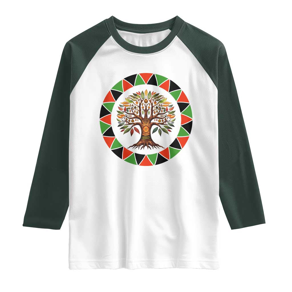 Kwanzaa Tree Of Life Raglan Shirt African American Holiday Gift - Wonder Print Shop
