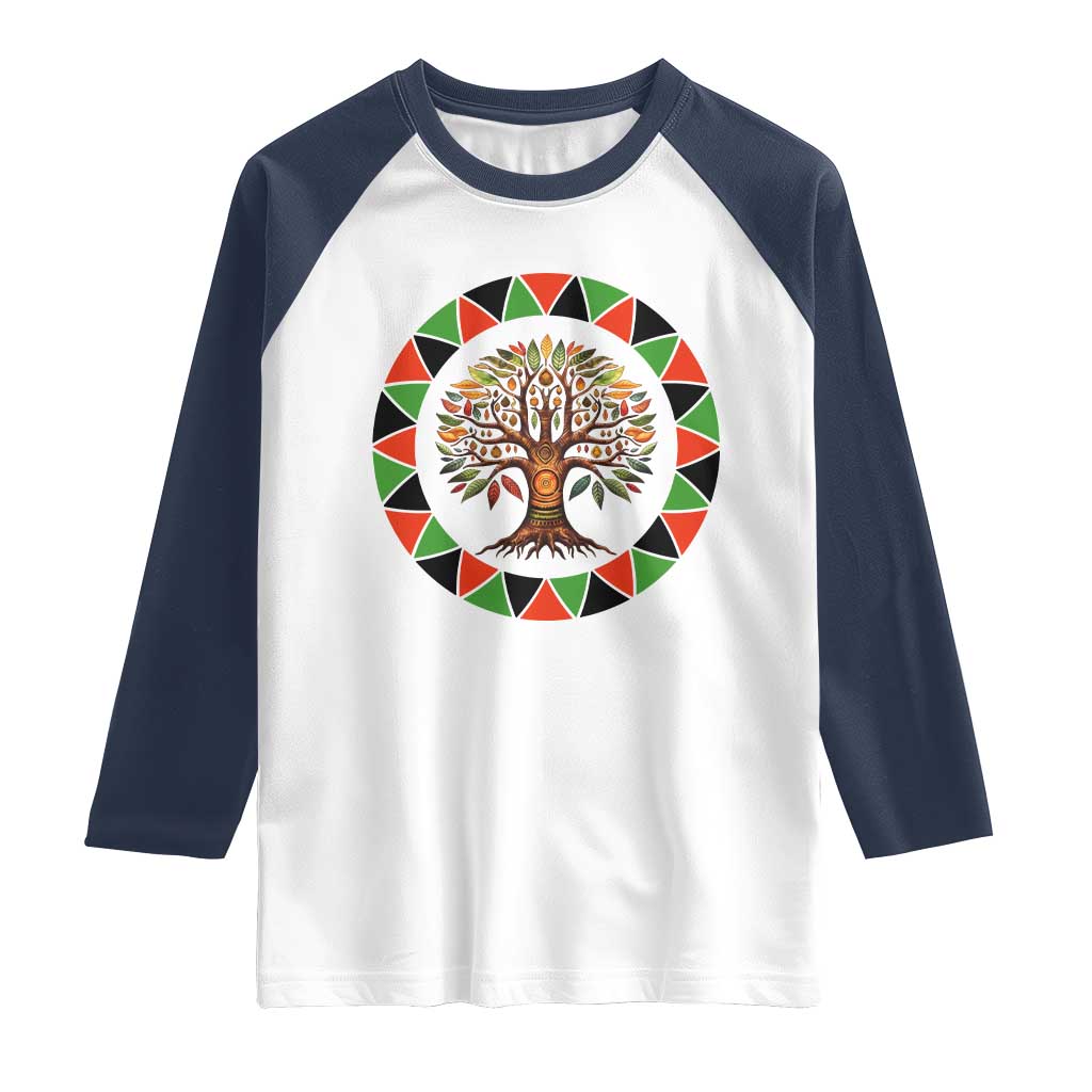 Kwanzaa Tree Of Life Raglan Shirt African American Holiday Gift - Wonder Print Shop