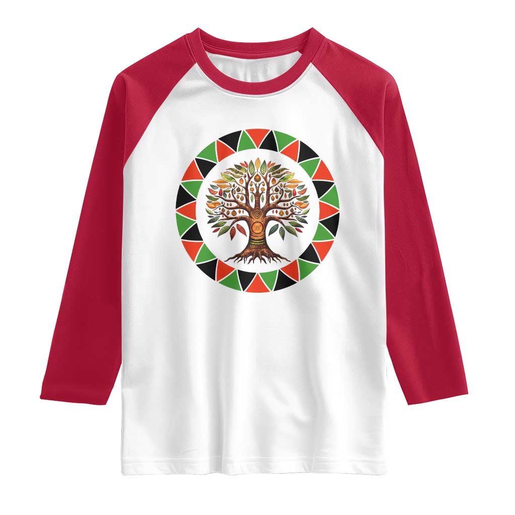 Kwanzaa Tree Of Life Raglan Shirt African American Holiday Gift - Wonder Print Shop