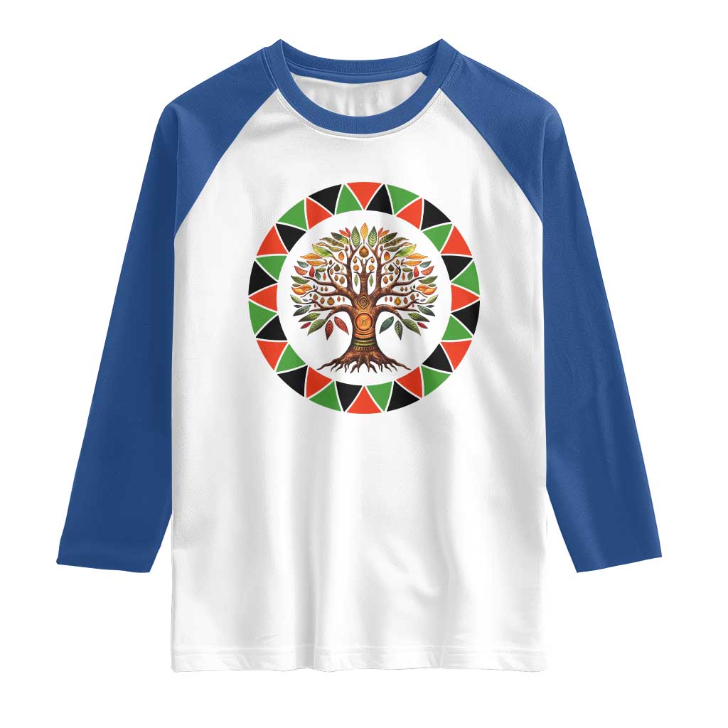 Kwanzaa Tree Of Life Raglan Shirt African American Holiday Gift - Wonder Print Shop