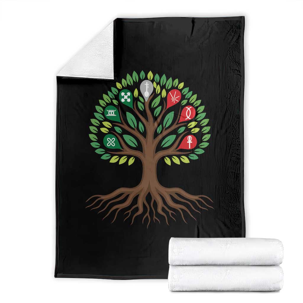 Seven Candles Of Kwanzaa Tree Of Life Throw Blanket African Heritage Gift - Wonder Print Shop