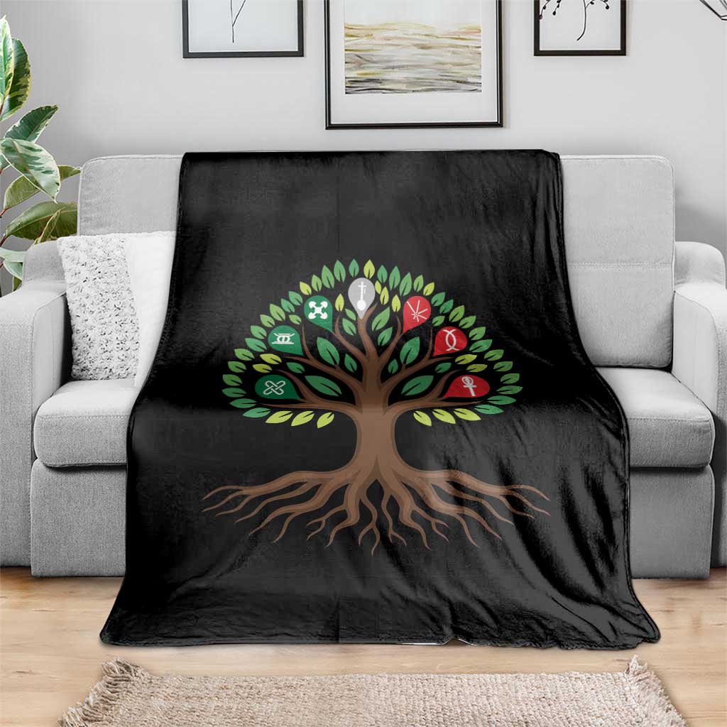 Seven Candles Of Kwanzaa Tree Of Life Throw Blanket African Heritage Gift - Wonder Print Shop