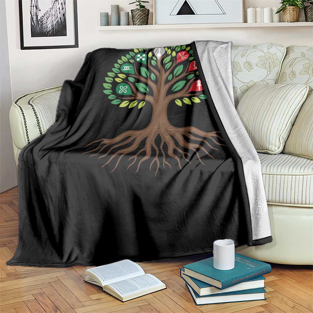 Seven Candles Of Kwanzaa Tree Of Life Throw Blanket African Heritage Gift - Wonder Print Shop