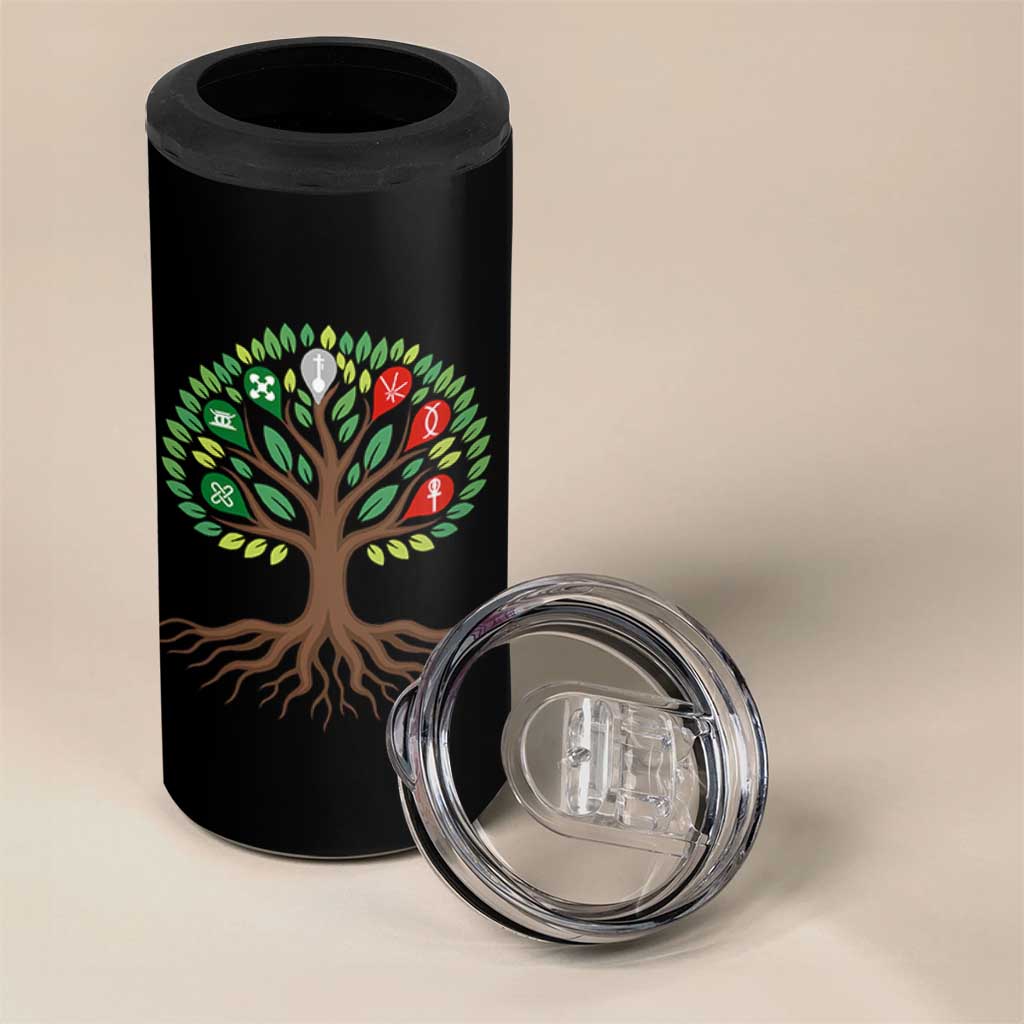 Seven Candles Of Kwanzaa Tree Of Life 4 in 1 Can Cooler Tumbler African Heritage Gift - Wonder Print Shop