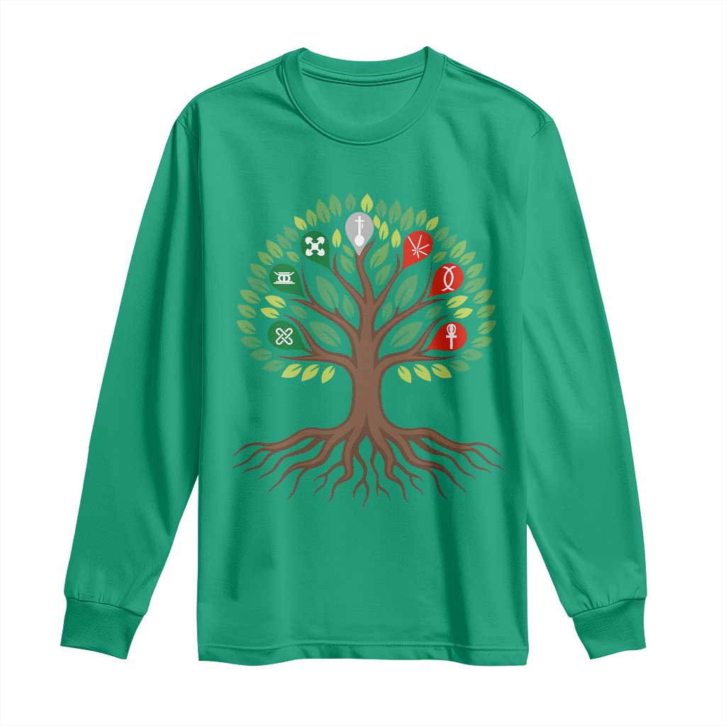 Seven Candles Of Kwanzaa Tree Of Life Long Sleeve Shirt African Heritage Gift - Wonder Print Shop