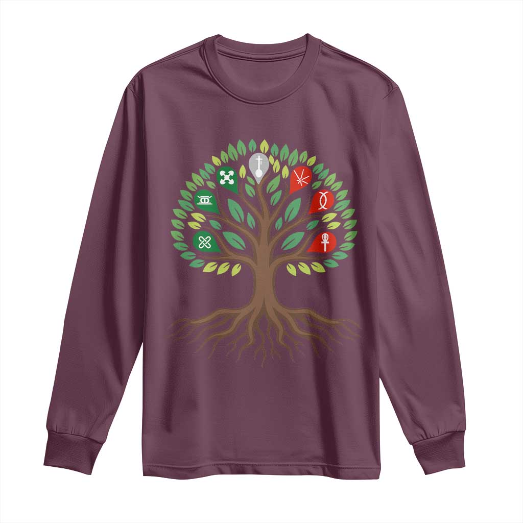 Seven Candles Of Kwanzaa Tree Of Life Long Sleeve Shirt African Heritage Gift - Wonder Print Shop