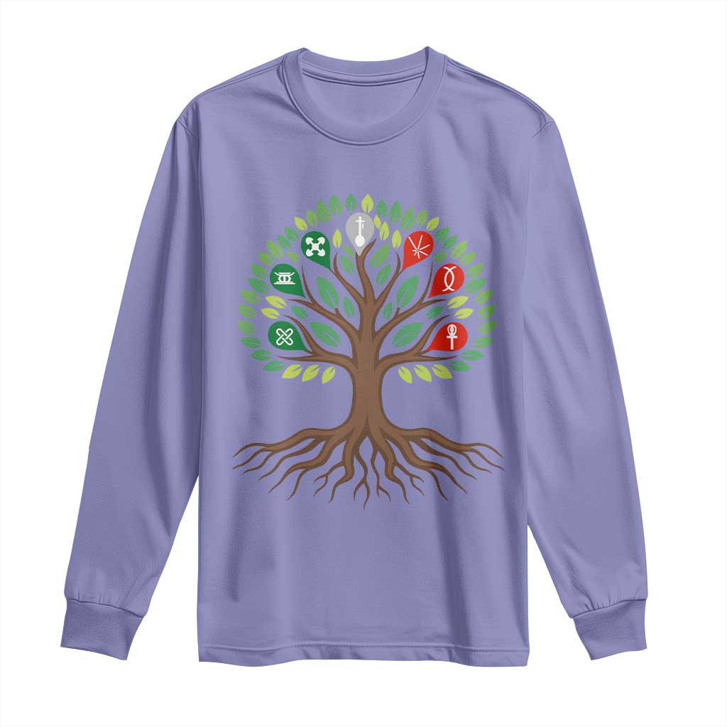 Seven Candles Of Kwanzaa Tree Of Life Long Sleeve Shirt African Heritage Gift - Wonder Print Shop