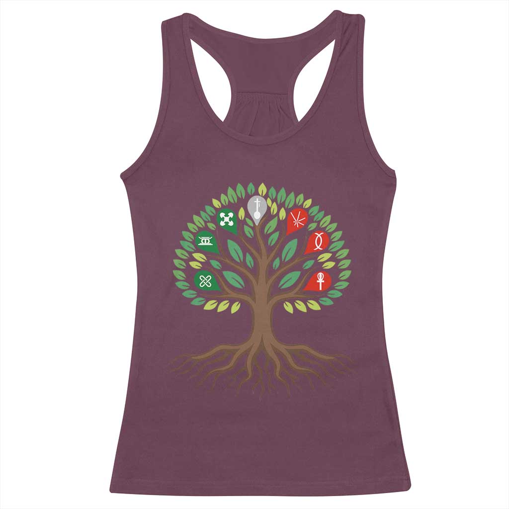 Seven Candles Of Kwanzaa Tree Of Life Racerback Tank Top African Heritage Gift - Wonder Print Shop