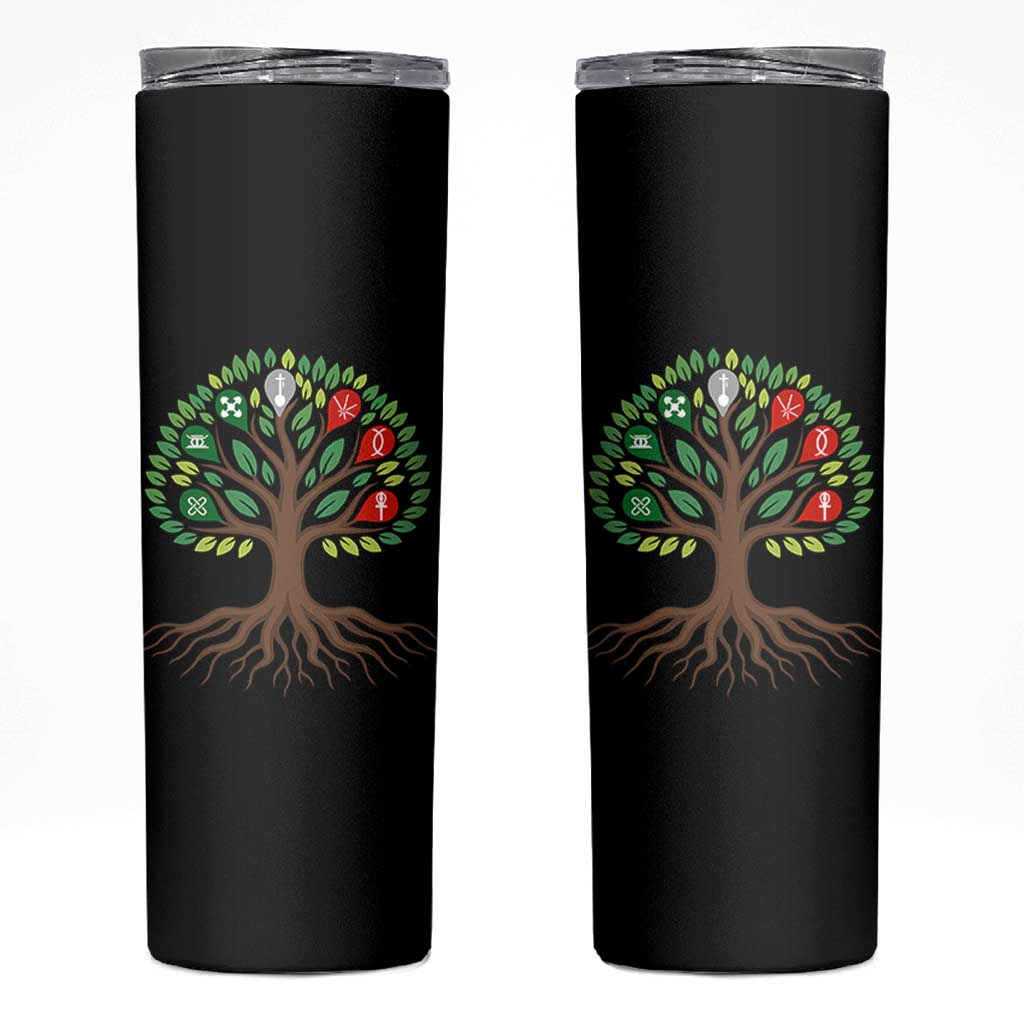 Seven Candles Of Kwanzaa Tree Of Life Skinny Tumbler African Heritage Gift - Wonder Print Shop