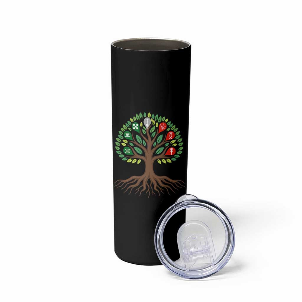 Seven Candles Of Kwanzaa Tree Of Life Skinny Tumbler African Heritage Gift - Wonder Print Shop