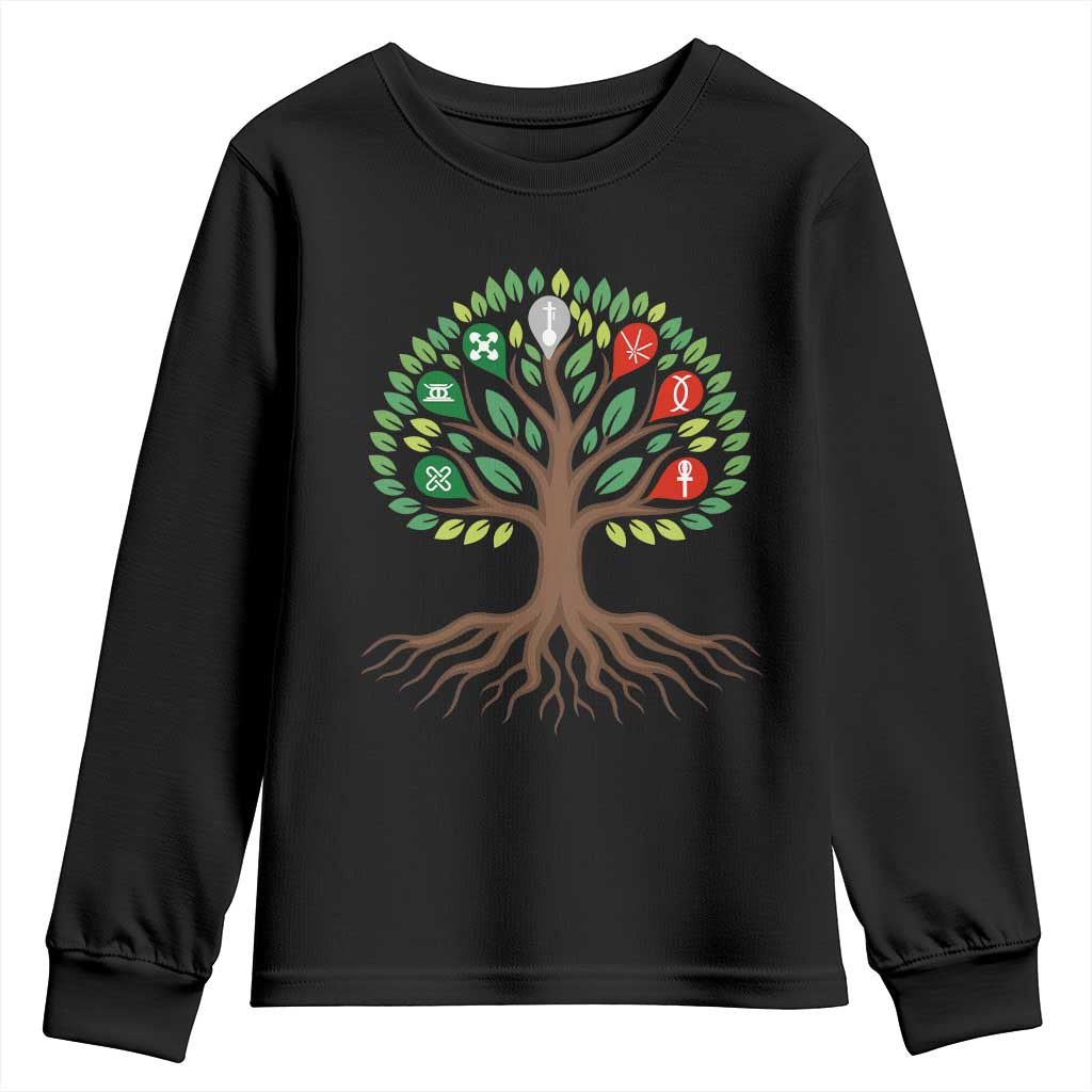 Seven Candles Of Kwanzaa Tree Of Life Youth Sweatshirt African Heritage Gift - Wonder Print Shop