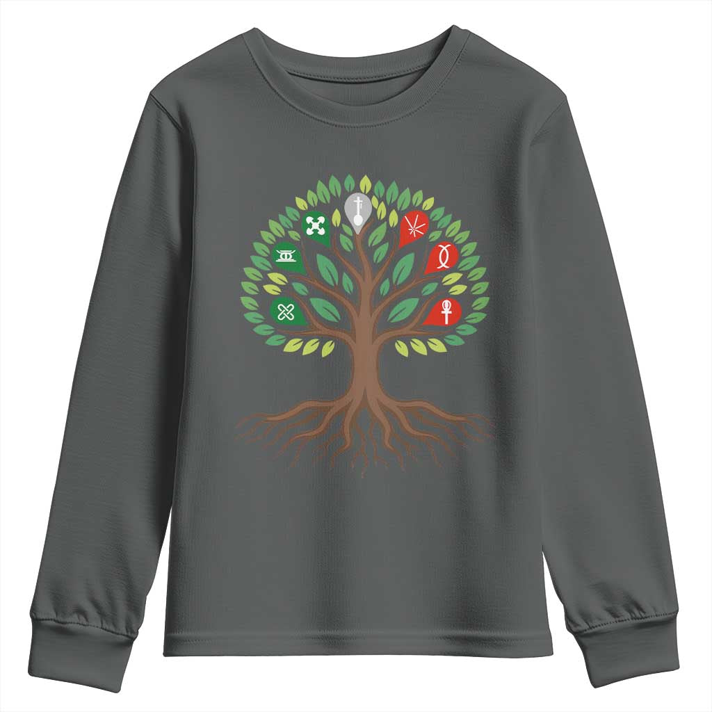 Seven Candles Of Kwanzaa Tree Of Life Youth Sweatshirt African Heritage Gift - Wonder Print Shop