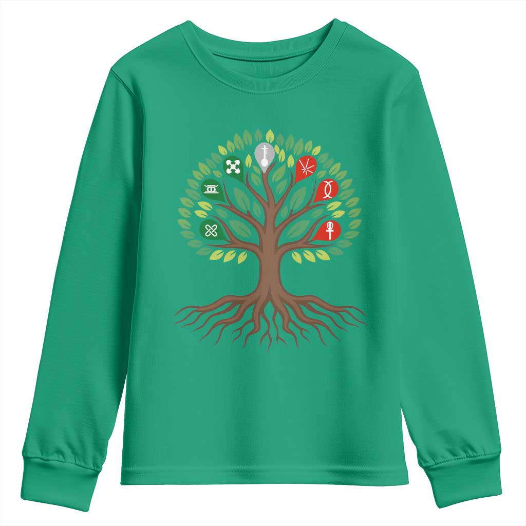 Seven Candles Of Kwanzaa Tree Of Life Youth Sweatshirt African Heritage Gift - Wonder Print Shop