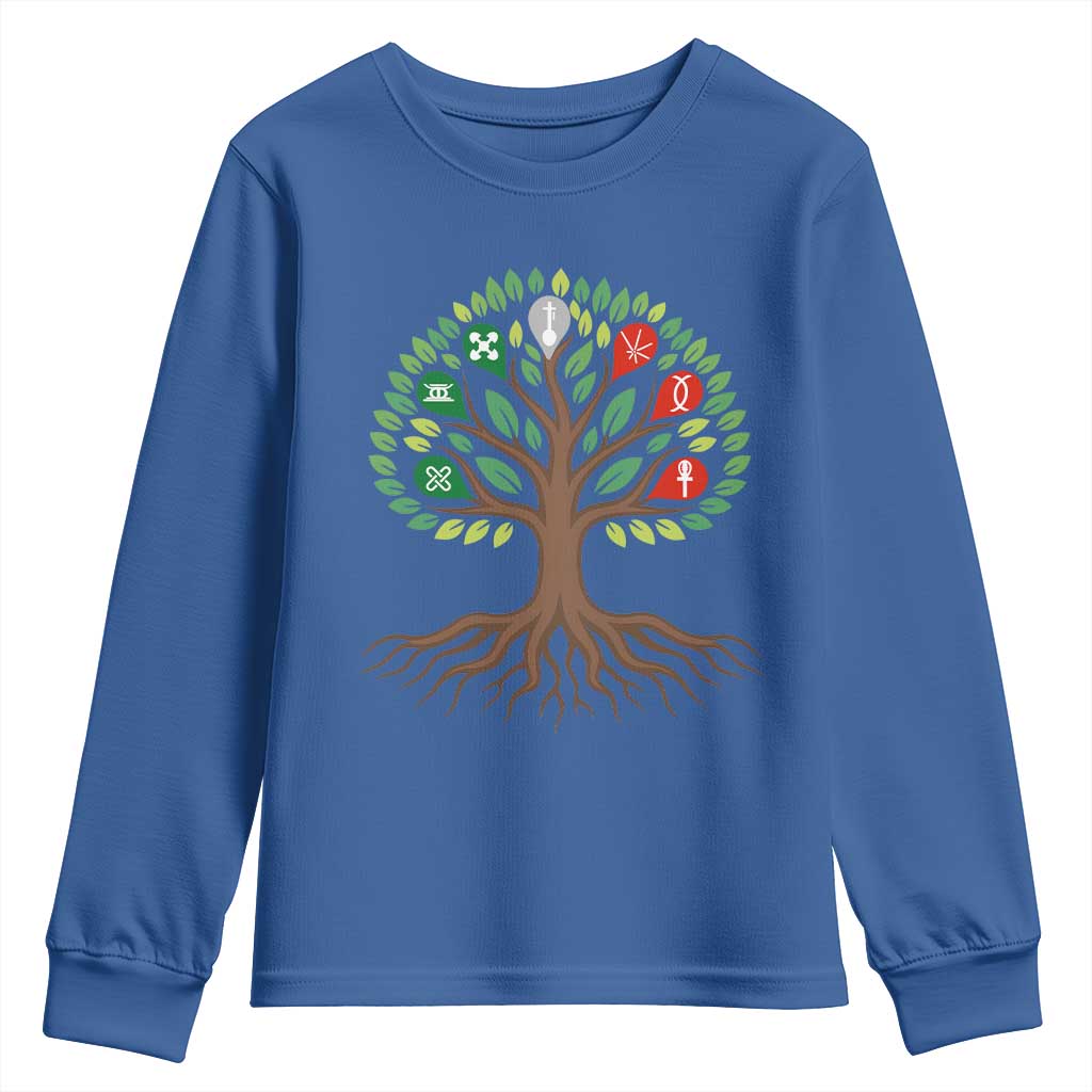 Seven Candles Of Kwanzaa Tree Of Life Youth Sweatshirt African Heritage Gift - Wonder Print Shop