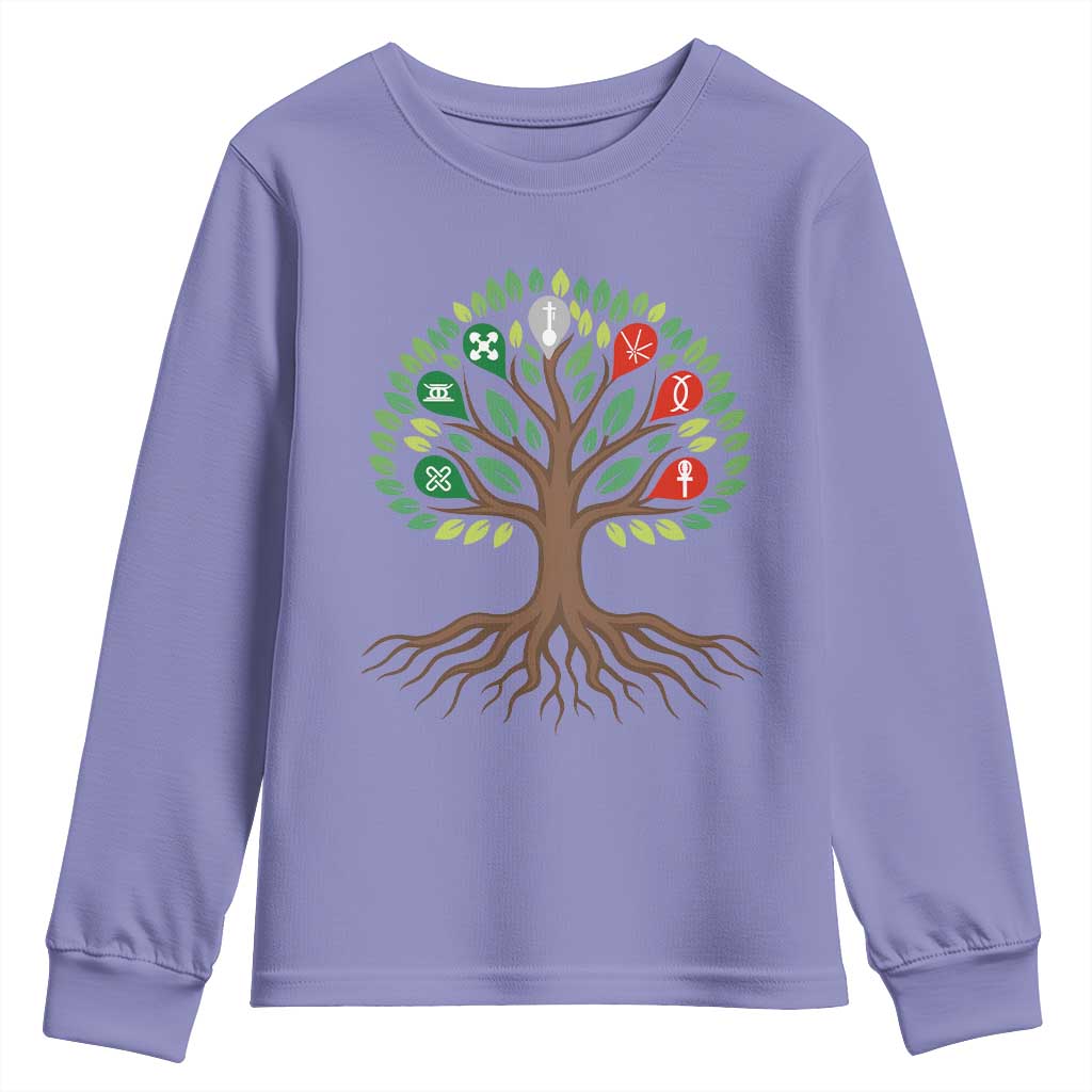 Seven Candles Of Kwanzaa Tree Of Life Youth Sweatshirt African Heritage Gift - Wonder Print Shop