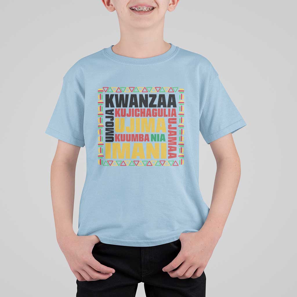 Nguzo Saba Seven Principles T Shirt For Kid African Heritage Celebration Gift - Wonder Print Shop