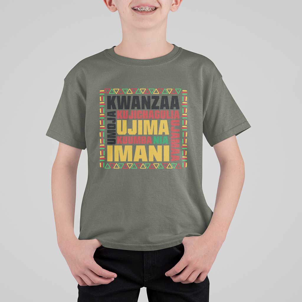 Nguzo Saba Seven Principles T Shirt For Kid African Heritage Celebration Gift - Wonder Print Shop