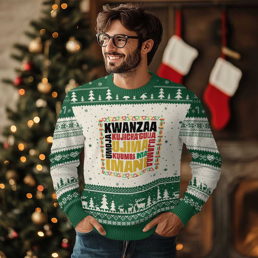 Nguzo Saba Seven Principles Ugly Christmas Sweater African Heritage Celebration Gift - Wonder Print Shop