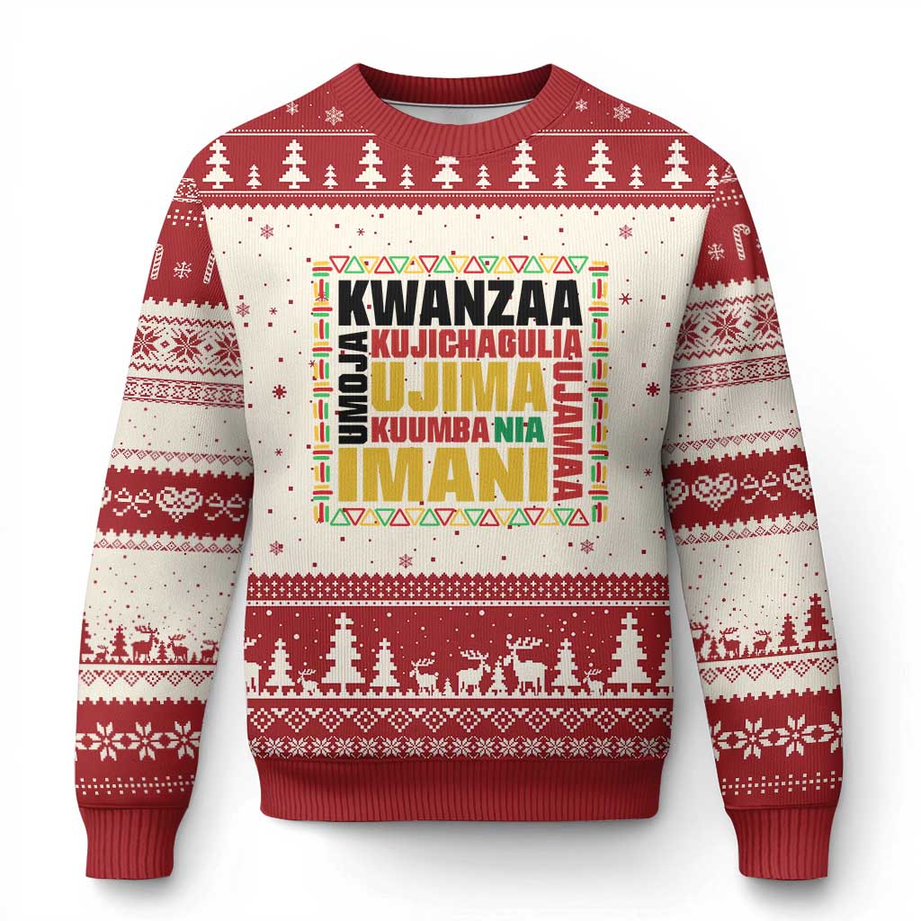 Nguzo Saba Seven Principles Ugly Christmas Sweater African Heritage Celebration Gift - Wonder Print Shop