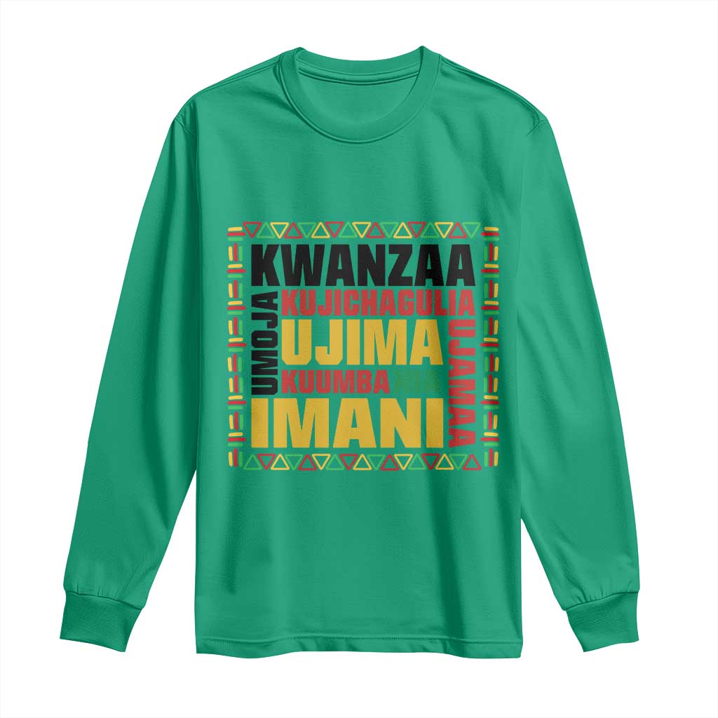 Nguzo Saba Seven Principles Long Sleeve Shirt African Heritage Celebration Gift - Wonder Print Shop
