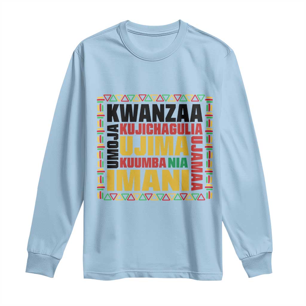 Nguzo Saba Seven Principles Long Sleeve Shirt African Heritage Celebration Gift - Wonder Print Shop