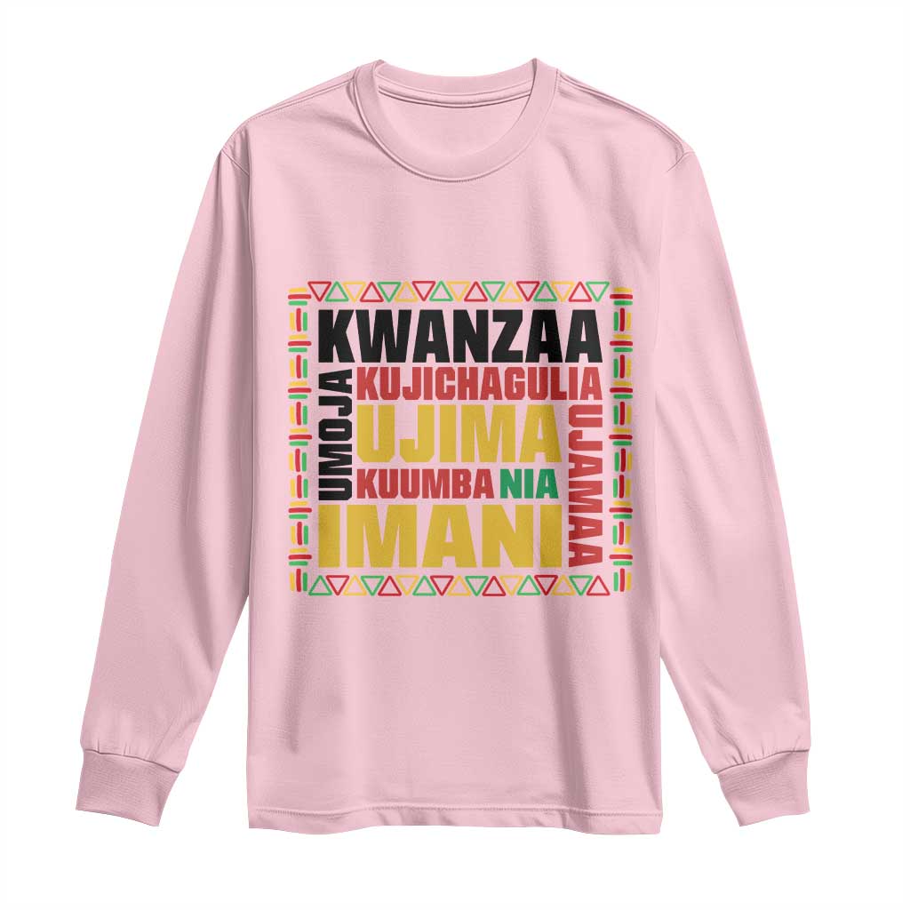 Nguzo Saba Seven Principles Long Sleeve Shirt African Heritage Celebration Gift - Wonder Print Shop