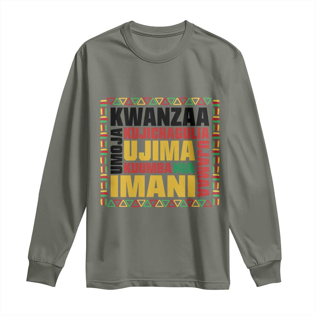 Nguzo Saba Seven Principles Long Sleeve Shirt African Heritage Celebration Gift - Wonder Print Shop