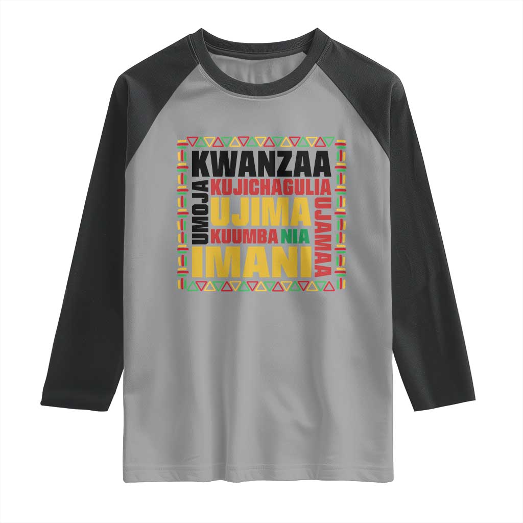 Nguzo Saba Seven Principles Raglan Shirt African Heritage Celebration Gift - Wonder Print Shop