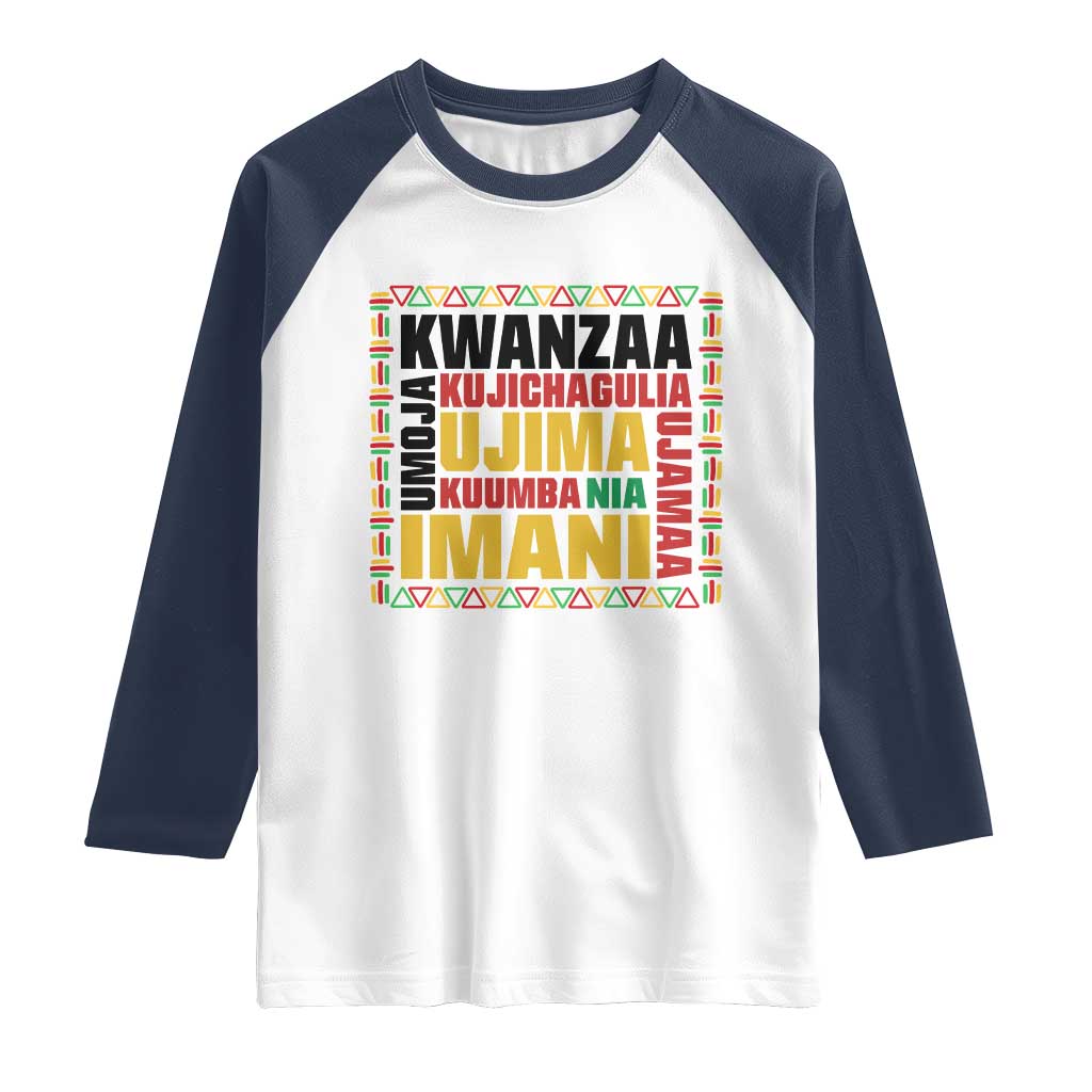 Nguzo Saba Seven Principles Raglan Shirt African Heritage Celebration Gift - Wonder Print Shop
