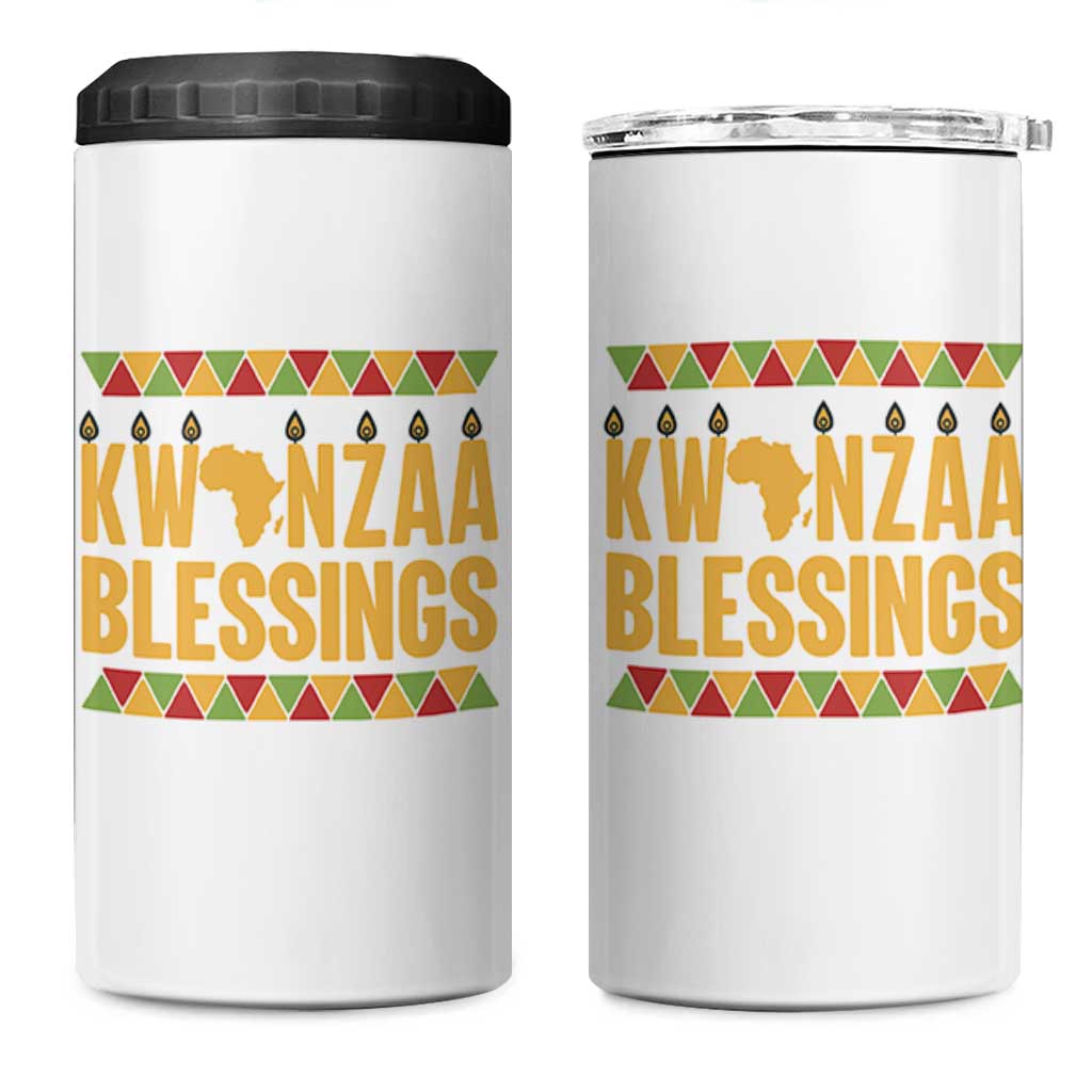 Kwanzaa Blessings 4 in 1 Can Cooler Tumbler Kinara Light African Heritage Gift - Wonder Print Shop