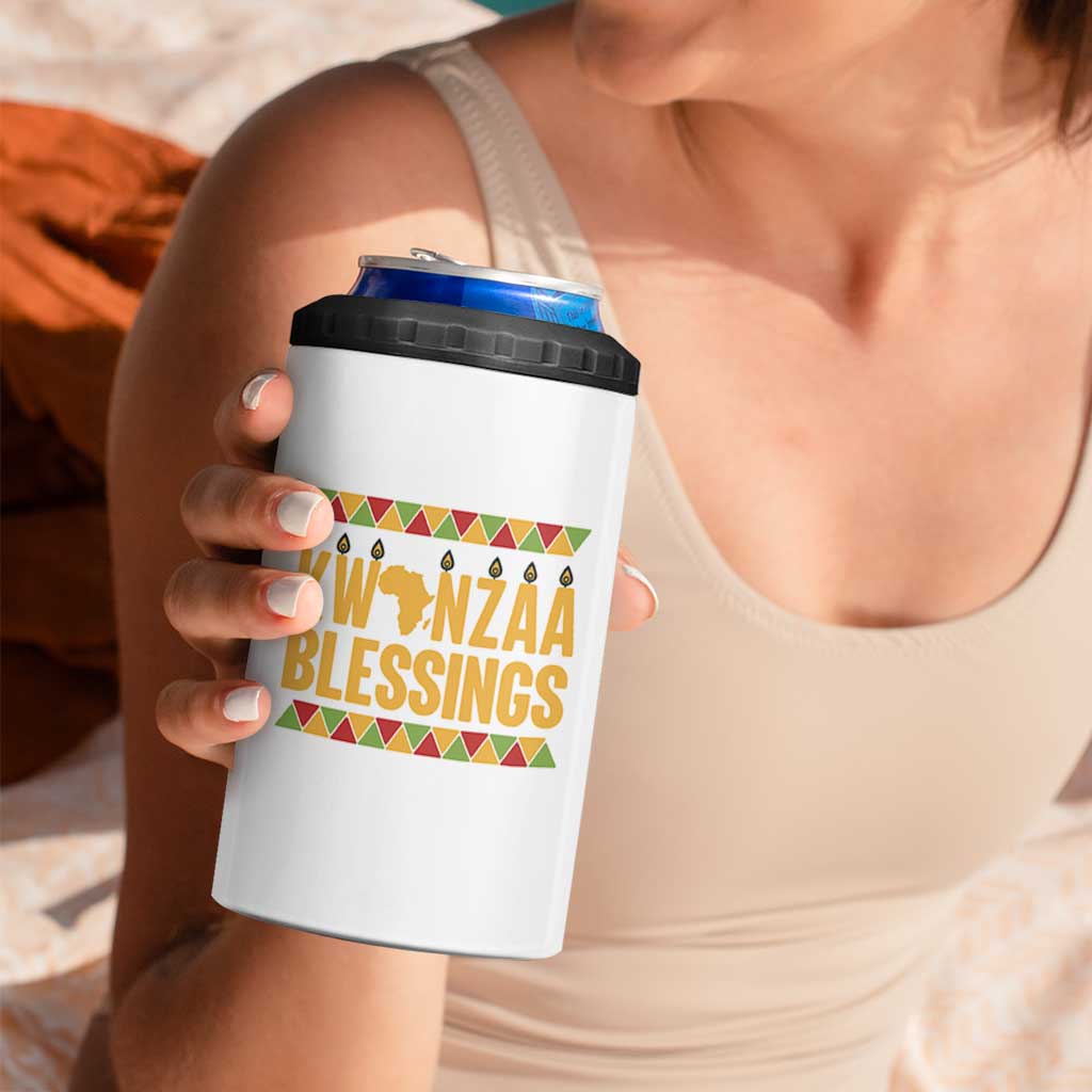 Kwanzaa Blessings 4 in 1 Can Cooler Tumbler Kinara Light African Heritage Gift - Wonder Print Shop