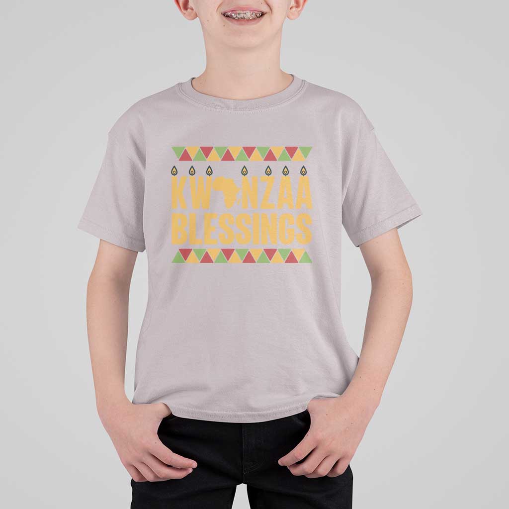 Kwanzaa Blessings T Shirt For Kid Kinara Light African Heritage Gift - Wonder Print Shop
