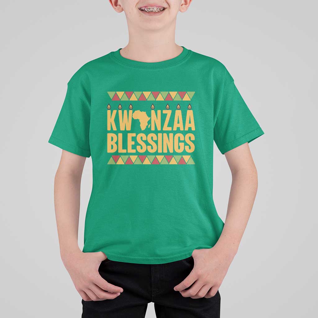Kwanzaa Blessings T Shirt For Kid Kinara Light African Heritage Gift - Wonder Print Shop