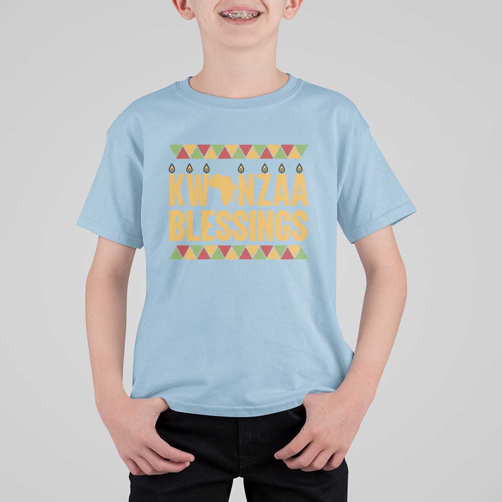 Kwanzaa Blessings T Shirt For Kid Kinara Light African Heritage Gift - Wonder Print Shop