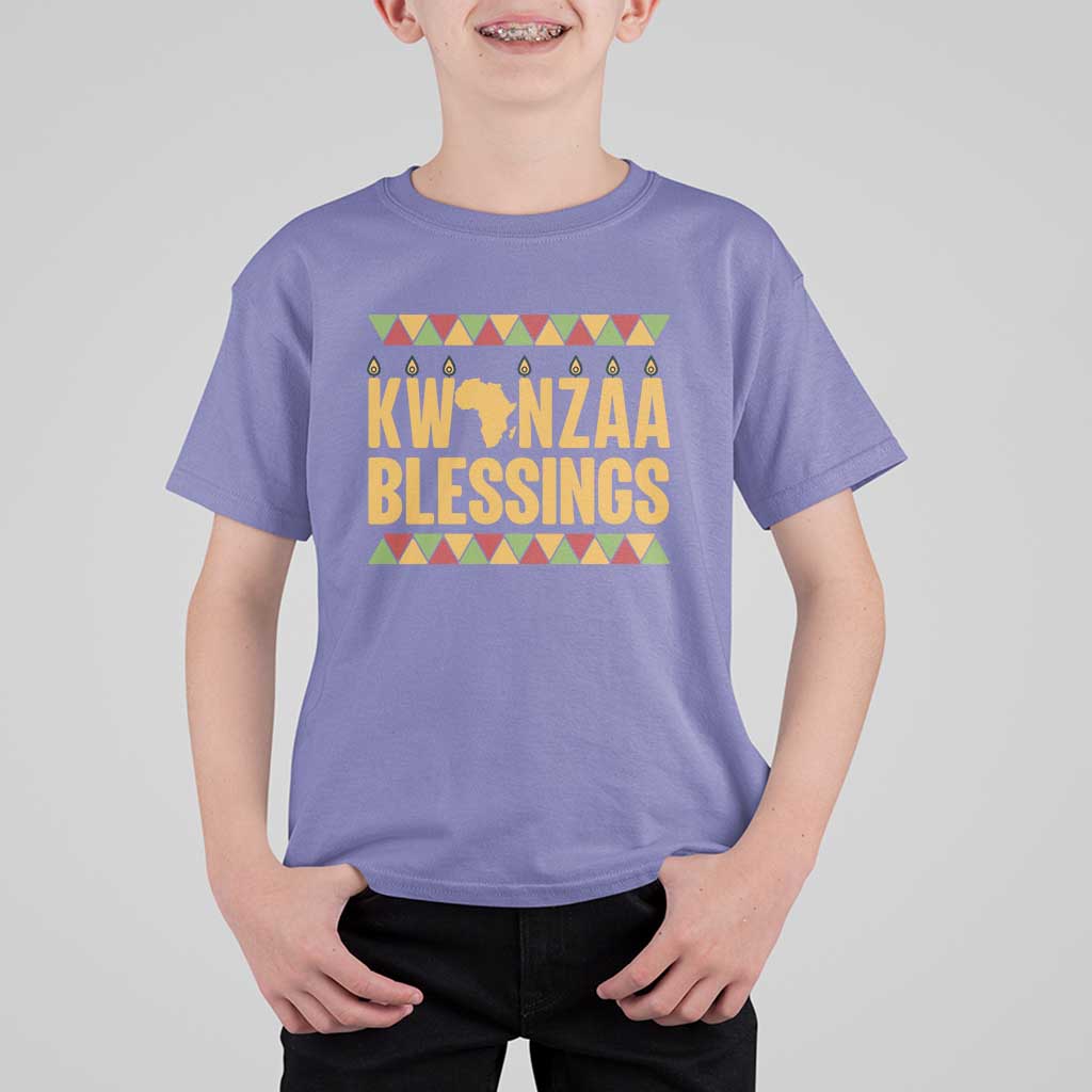 Kwanzaa Blessings T Shirt For Kid Kinara Light African Heritage Gift - Wonder Print Shop