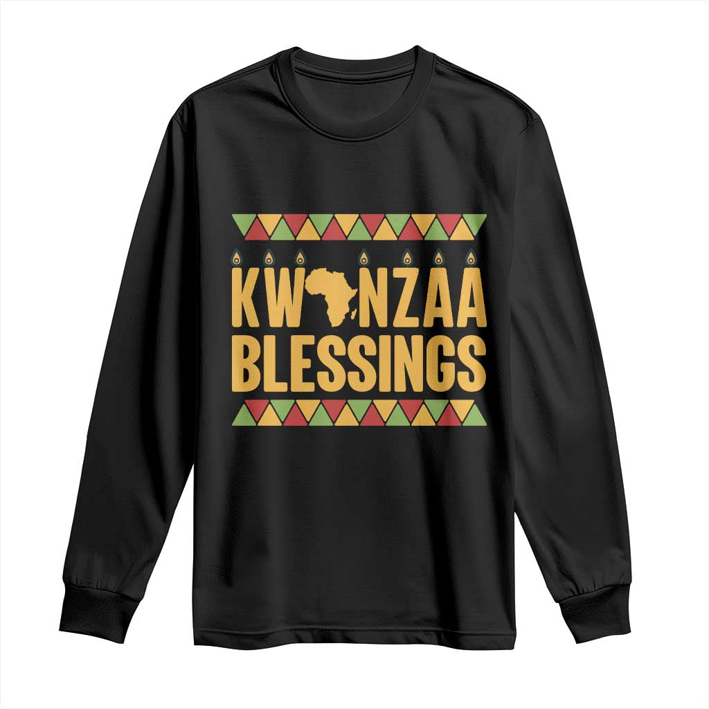 Kwanzaa Blessings Long Sleeve Shirt Kinara Light African Heritage Gift - Wonder Print Shop