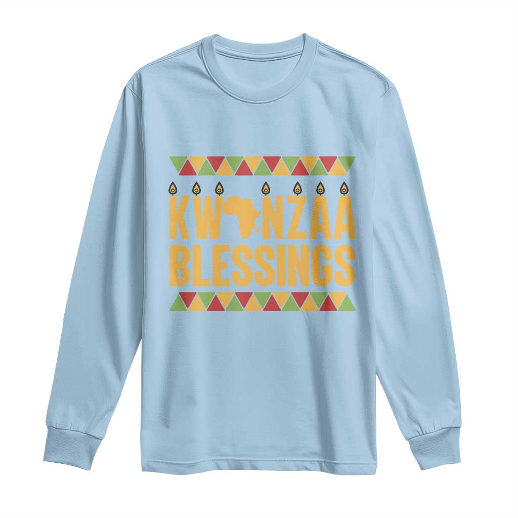 Kwanzaa Blessings Long Sleeve Shirt Kinara Light African Heritage Gift - Wonder Print Shop